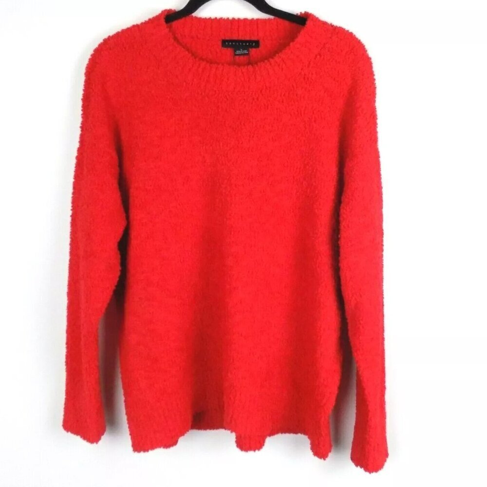 Sanctuary Bright Red Fuzzy Crew Neck Sweater